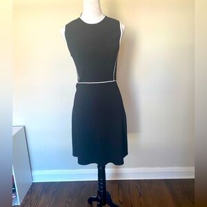 DEX black dress, formal, white stripes, size M, like new condition